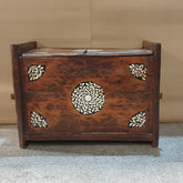 Handmade Indian Furniture Old Wood Blanket Storage Box Painted in Brown